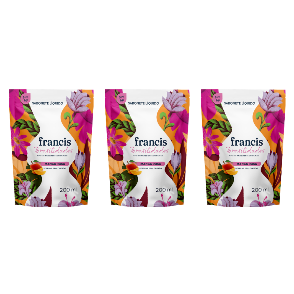 Kit Refil Sabonete Líquido Francis Brasilidades Manga Rosa