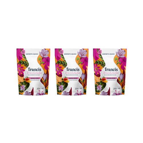Kit Refil Sabonete Líquido Francis Brasilidades Manga Rosa
