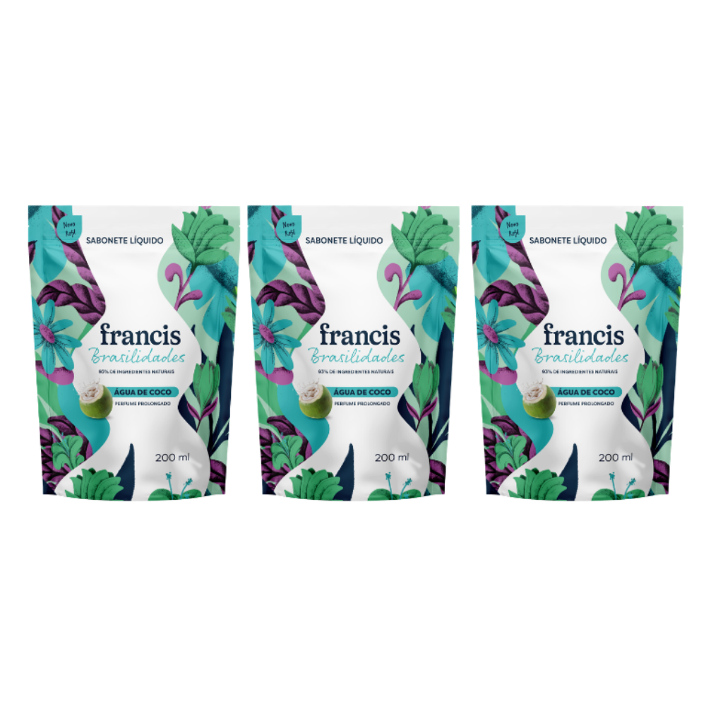 Kit Refil Sabonete Líquido Francis Brasilidades Água de Coco