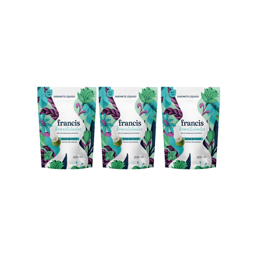 Kit Refil Sabonete Líquido Francis Brasilidades Água de Coco
