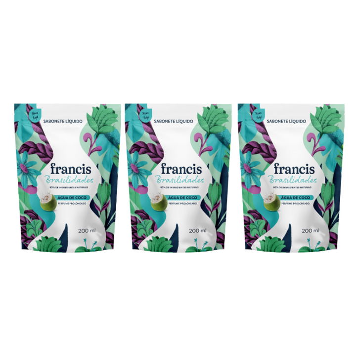 Kit Refil Sabonete Líquido Francis Brasilidades Água de Coco