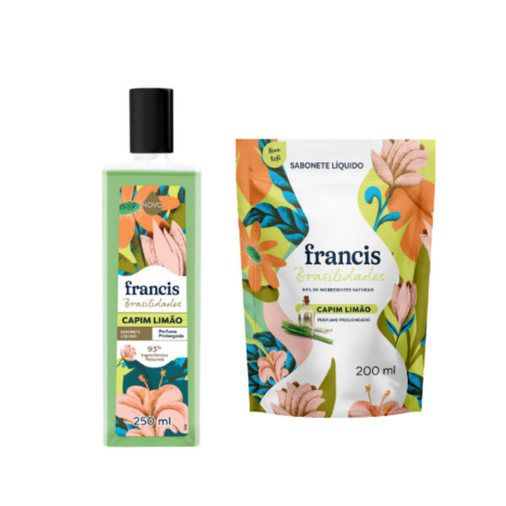 Kit Sabonete Líquido & Refil Francis Brasilidades Capim Limão