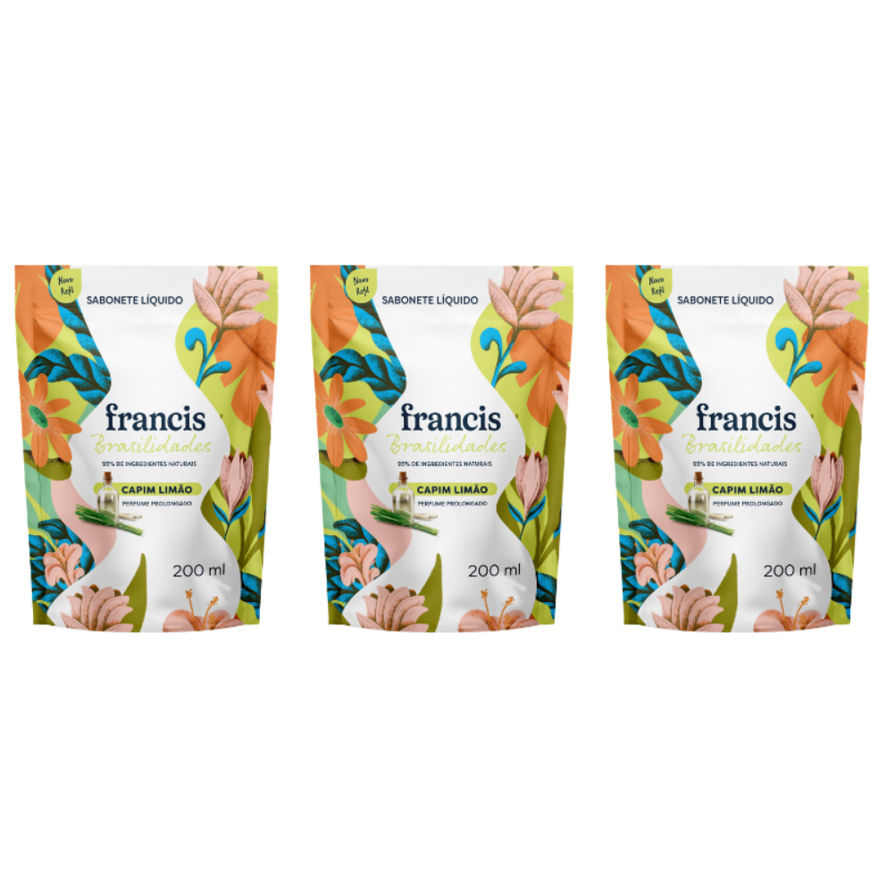 Kit Refil Sabonete Líquido Francis Brasilidades Capim Limão
