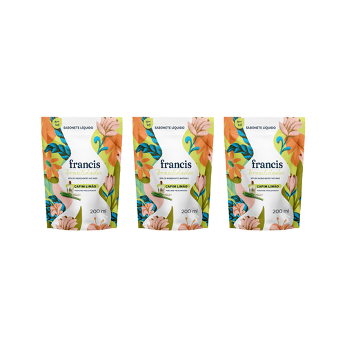Kit Refil Sabonete Líquido Francis Brasilidades Capim Limão