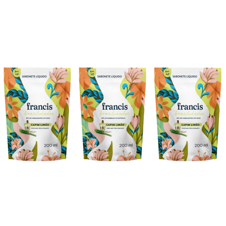 Kit Refil Sabonete Líquido Francis Brasilidades Capim Limão