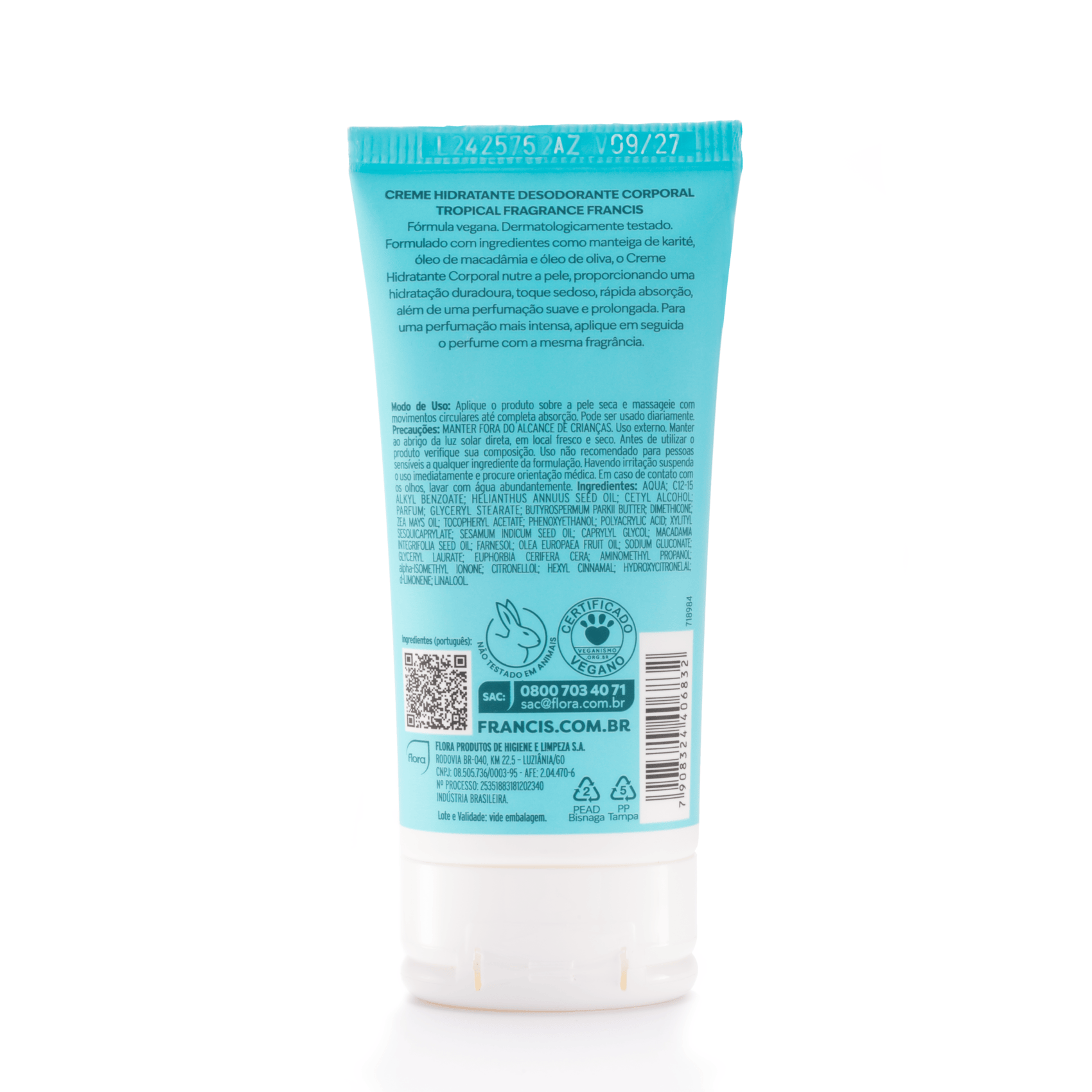 Desodorante Creme Hidratante Corporal Francis Tropical 60 G