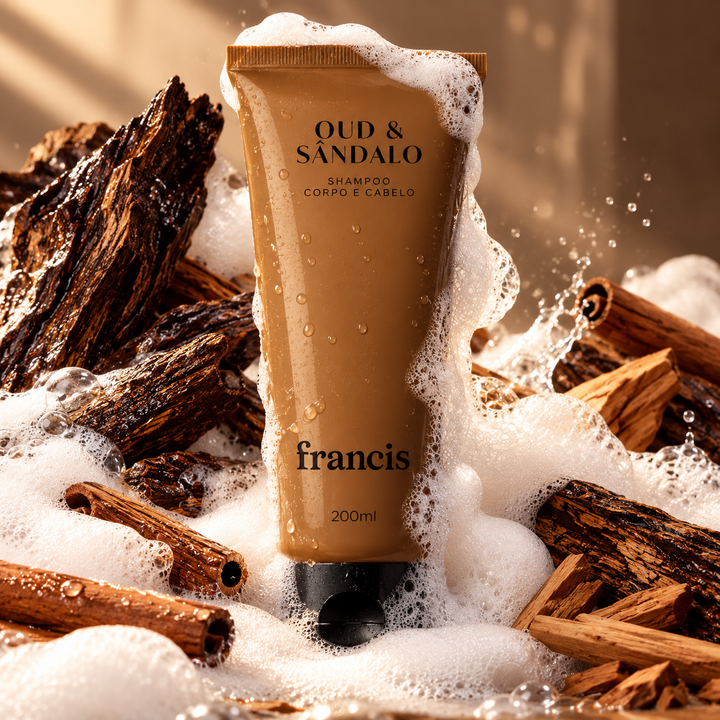SHAMPOO CABELO E CORPO OUD & SÂNDALO FRANCIS